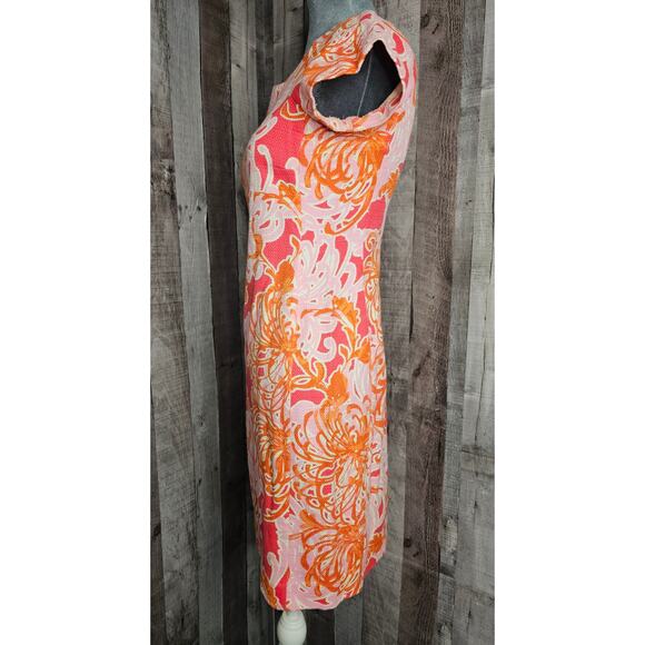 TAYLOR Retro DRESS Pink Orange Dress Women's size 2 - Picture 4 of 8